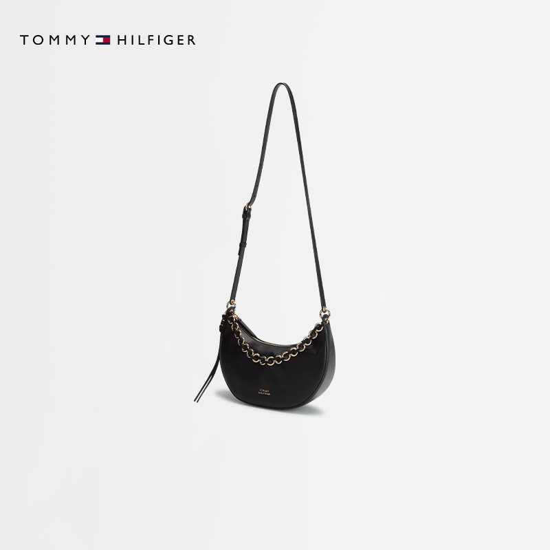 Tommy女装通勤牛皮革斜挎月牙包