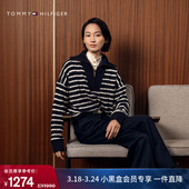 毛衣 针织衫 Tommy秋冬女装 绞花半拉链休闲通勤慵懒宽松麻花羊毛衫