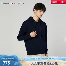 Tommy 男装简约通勤浮雕压纹徽章合身连帽套头卫衣MW0MW29340