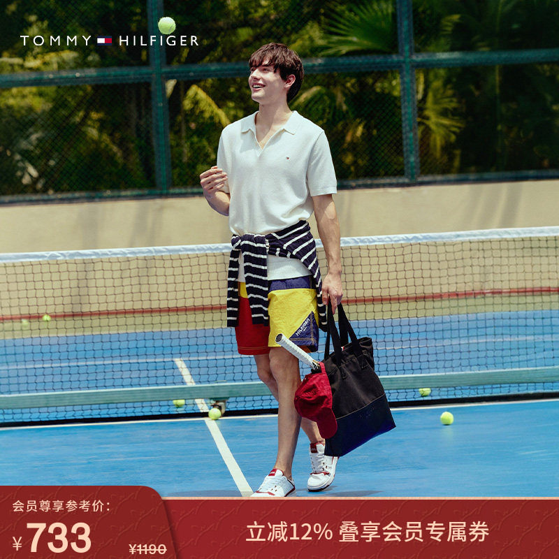 【航海系列】Tommy25春夏新款男抽绳腰度假海边拼色篮球运动短裤,男装,短裤,淘宝优惠券,粉丝福利购,淘宝优惠卷