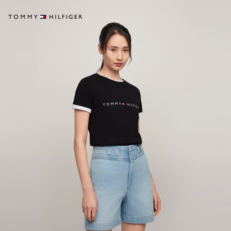 Tommy女装纯棉刺绣打底短袖T恤