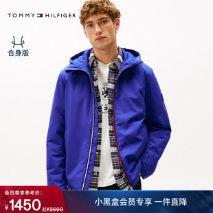 Tommy秋冬男装 商务户外潮流休闲通勤撞色门襟连帽棉服夹克外套