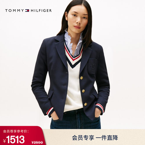 Tommy女装徽章刺绣修身西装外套