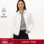 气质通勤复古轻薄翻领棉服夹克外套 Tommy秋冬女装 菱格绗缝