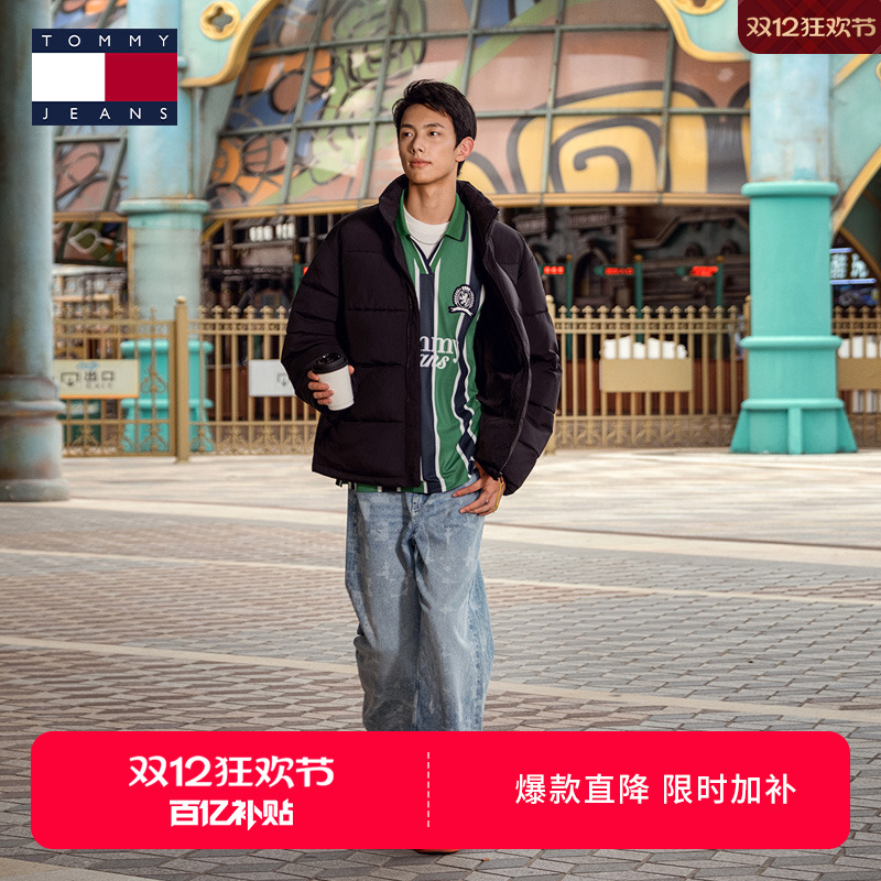 【潮流立领】TommyJeans25秋冬新款男美式运动学院风棉服夹克外套 - 封面