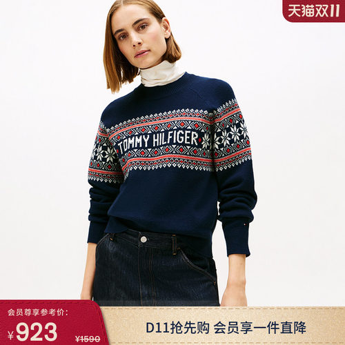 Tommy女装费尔岛提花圆领针织衫