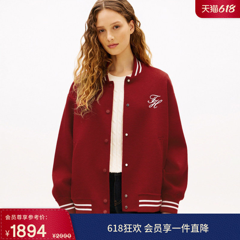 Tommy26春夏新款男女情侣羊毛混纺美式学院风棒球宽松夹克外套