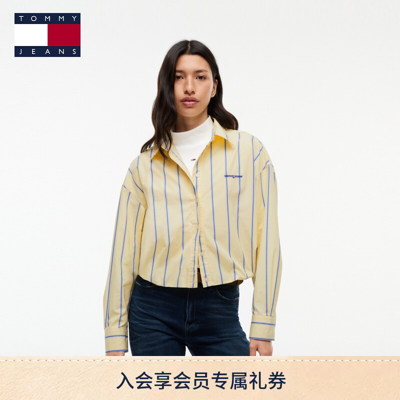 Tommy26秋冬新款女装纯棉府绸复古潮流刺绣宽松短款长袖衬衫外套
