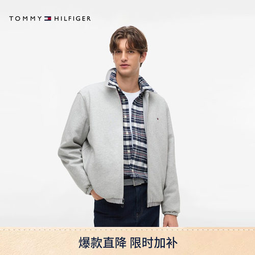 Tommy男装双面穿翻领开衫卫衣
