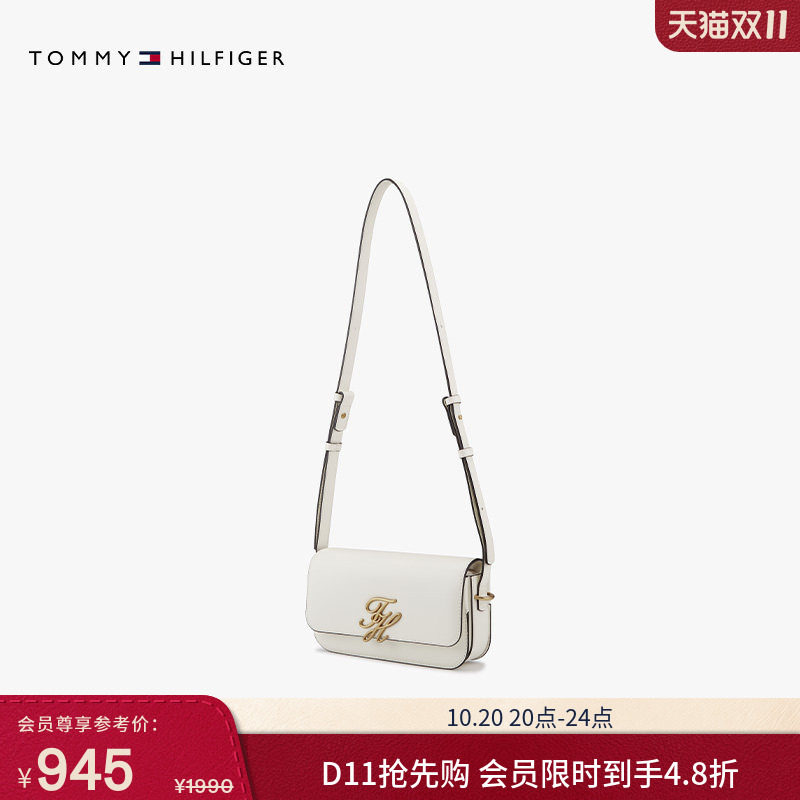 Tommy女装字母牛皮革单肩斜挎包
