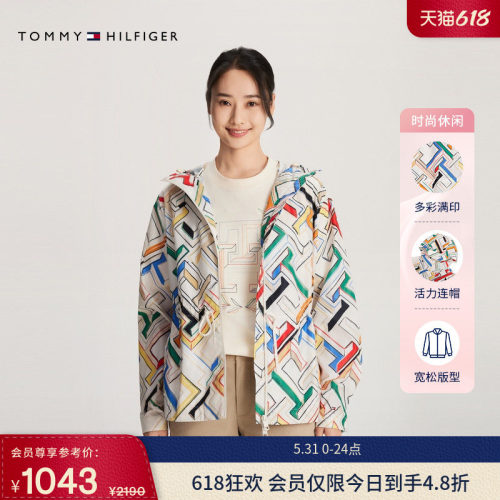 Tommy女装彩色字母系带宽松夹克