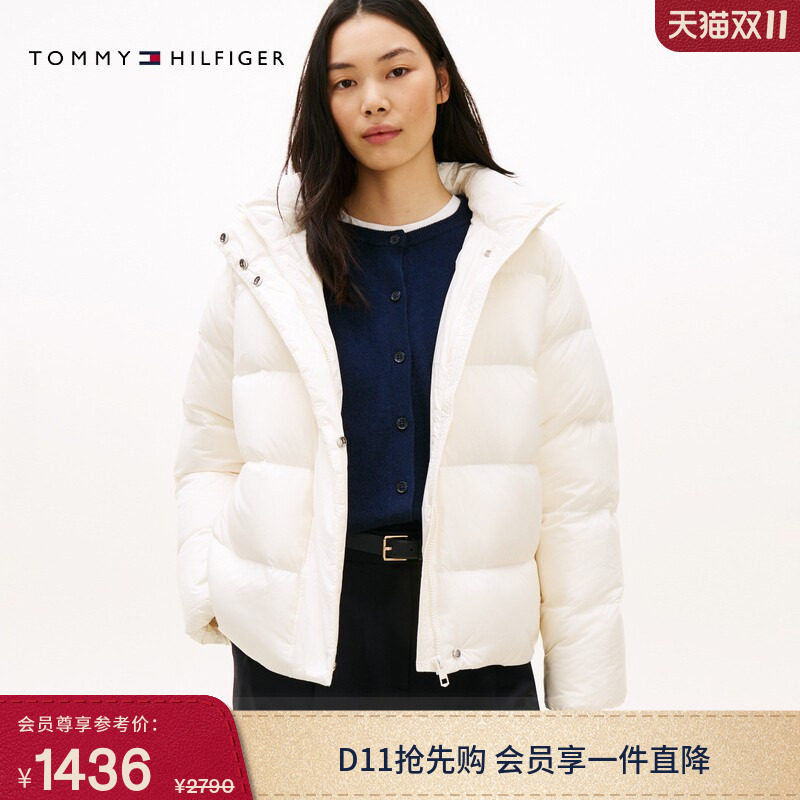 Tommy女装90绒连帽面包羽绒服