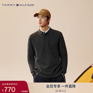 1985纯色绣标珠地网眼长袖 经典 Tommy秋冬男装 T恤POLO 透气舒适