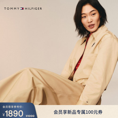 Tommy女装花体刺绣衬衫翻领夹克