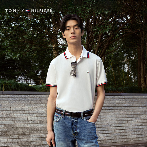 Tommy男装小绣标镶边翻领POLO衫