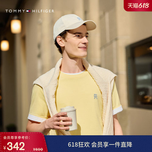 Tommy男女同款纯棉净色刺绣T恤