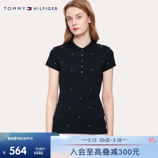 27948 珠地棉刺绣旗标透气修身 POLO衫 显瘦翻领短袖 Tommy 女装