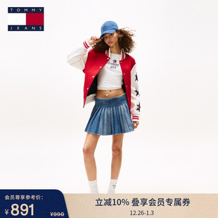 女装 25秋冬新款 GIRL潮酷系列 纯棉潮流辣妹牛仔百褶短裙 TOMMY