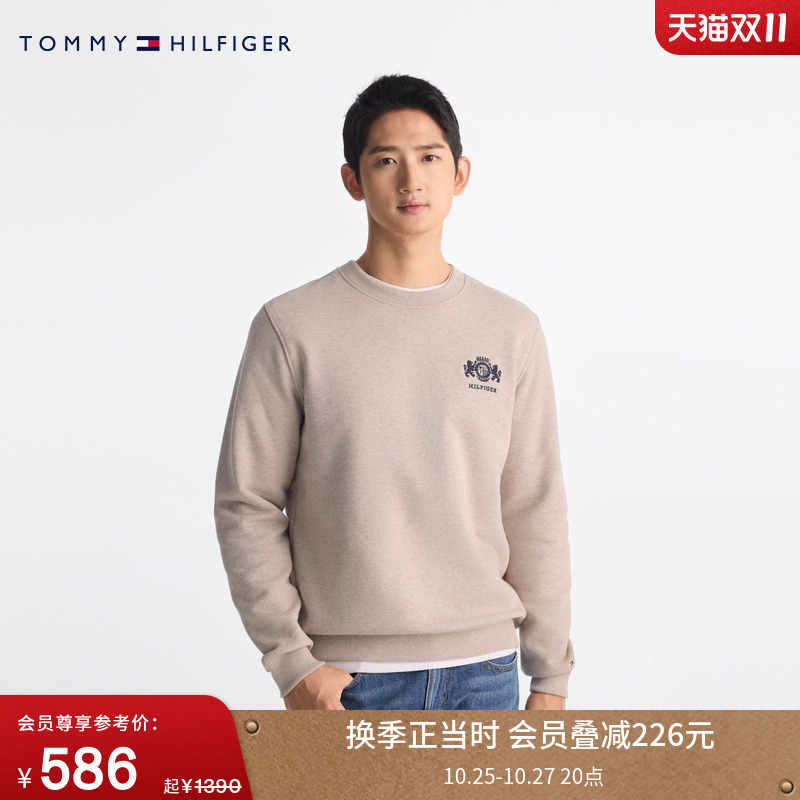 Tommy男装纯棉磨毛刺绣圆领卫衣