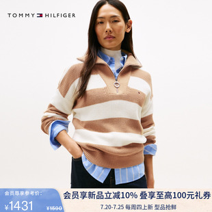 Tommy25新款 05580 秋冬女装 纯棉优雅通勤半拉链POLO领套头针织衫