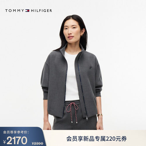 Tommy女装花体刺绣宽松立领西装