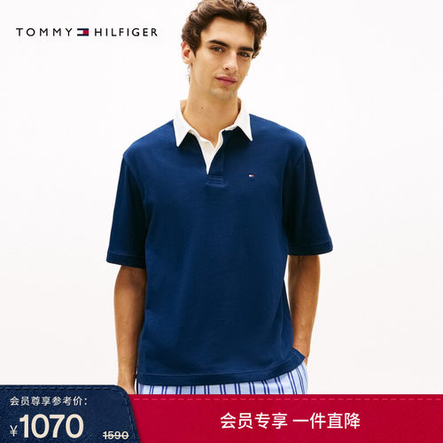 Tommy男装纯棉大旗标宽松POLO衫