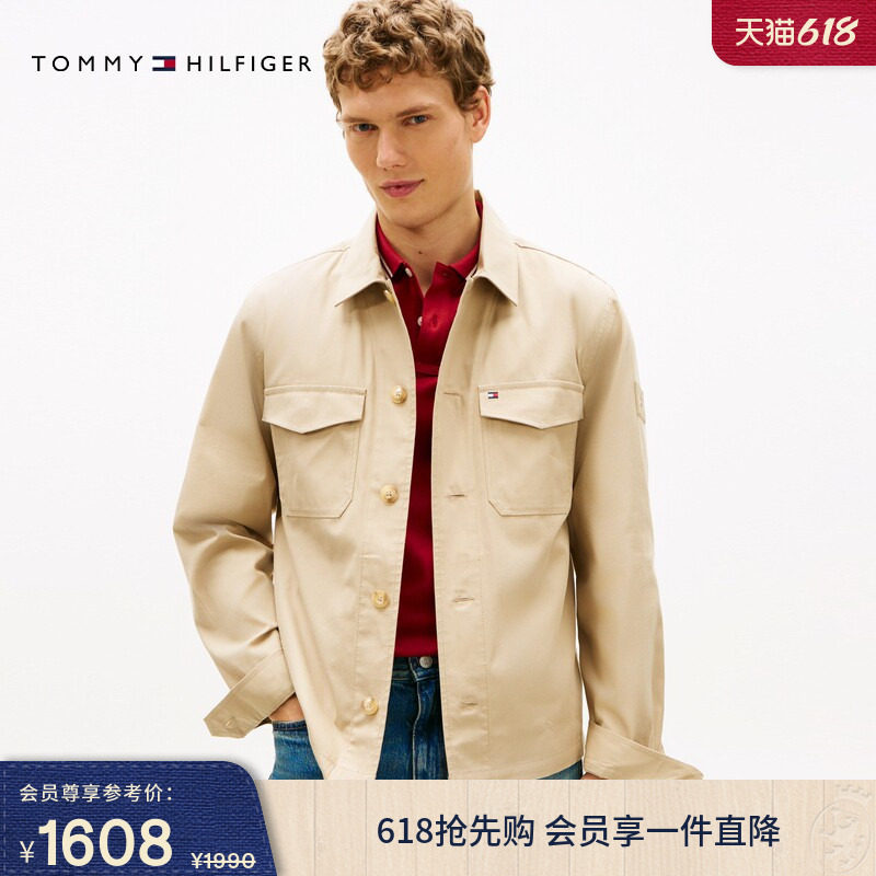 【复古轻薄】Tommy26春夏新款男装休闲衬衫翻领工装贴袋夹克外套