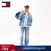 美式 Tommy秋冬男装 复古潮流刺绣中腰破洞牛仔裤 宽松直筒版