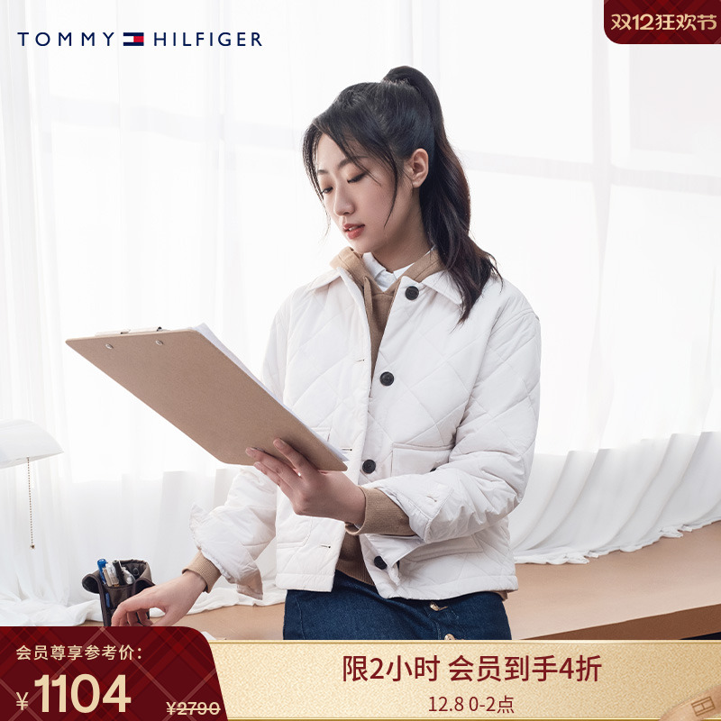 女装菱格翻领宽松铺棉夹克