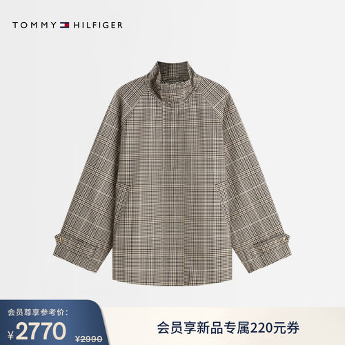 Tommy女装小格纹立领风衣款外套
