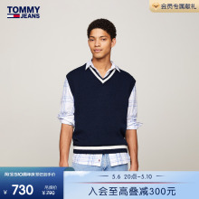 潮流贴布撞色V领合身版 Tommy 男装 春季 针织背心DM0DM18599 24新款