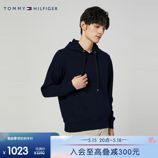 男装 Tommy 简约通勤浮雕压纹徽章合身连帽套头卫衣MW0MW29340