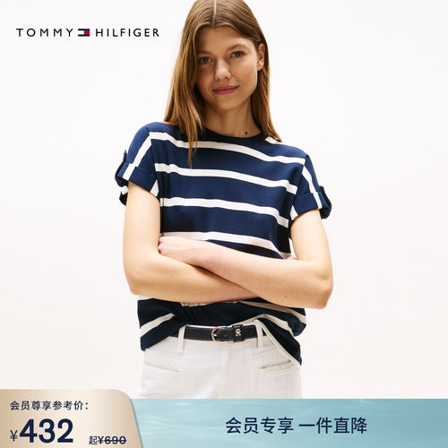 Tommy女装纯棉优雅通勤短袖上衣