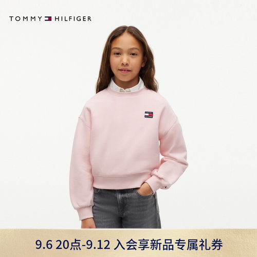 Tommy童装女旗标刺绣宽松卫衣