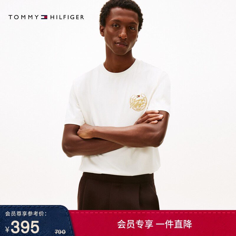 【马年新年系列】Tommy26春夏男装双面布正肩短袖T恤运动员同款
