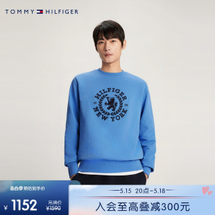 Tommy 春夏男纯棉商务休闲重工徽章刺绣合身圆领卫衣33651 24新款