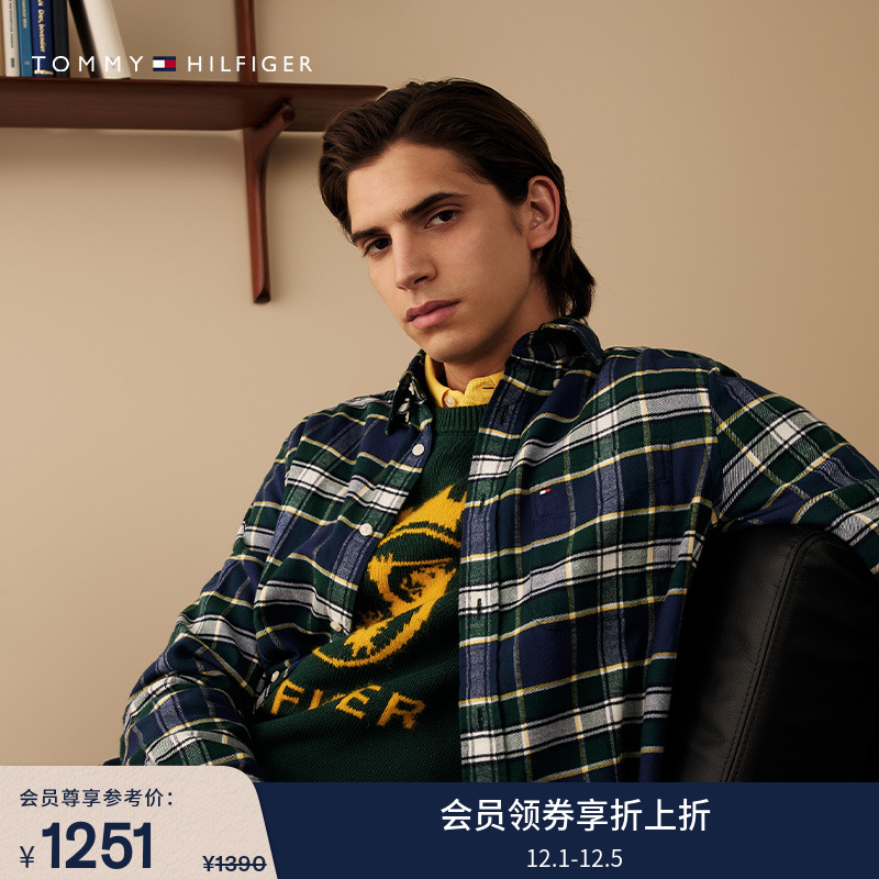 Tommy男装纯棉法兰绒格纹衬衫