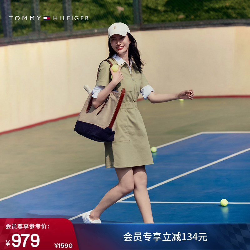 【复古工装风】Tommy春夏女装美式运动斜纹收腰显瘦衬衫裙连衣裙