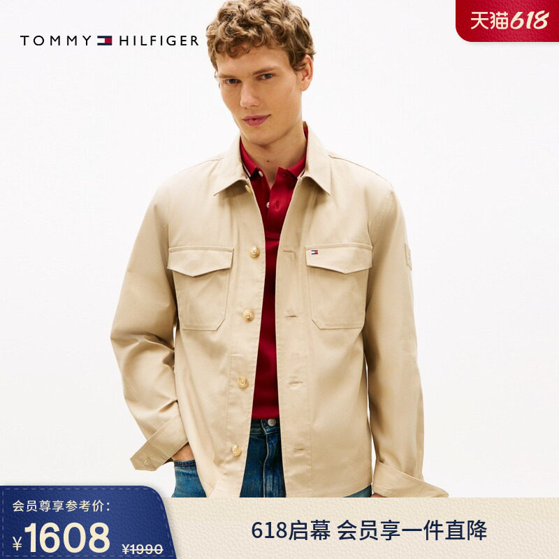 【520礼物】Tommy26春夏新款男复古轻薄衬衫翻领工装贴袋夹克外套