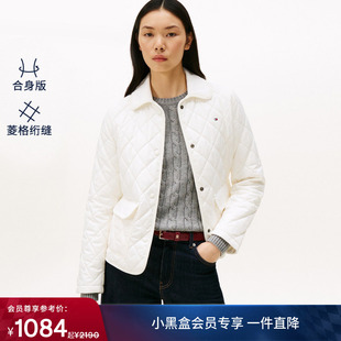 气质通勤复古轻薄翻领棉服夹克外套 Tommy秋冬女装 菱格绗缝
