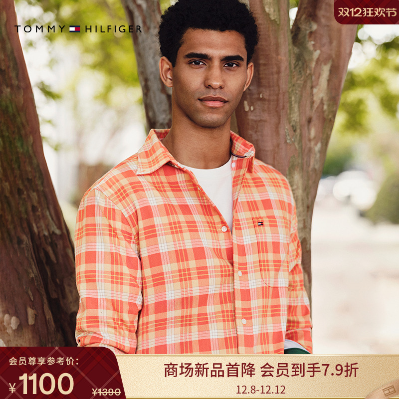 Tommy男装人字纹复古格纹衬衫