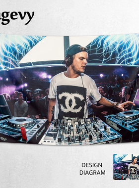 Avicii艾维奇A神电音DJ主题周边定制装饰海报背景布挂布墙布挂毯