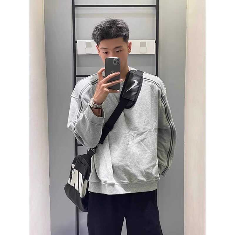 休闲美式复古潮牌高街拉链长袖