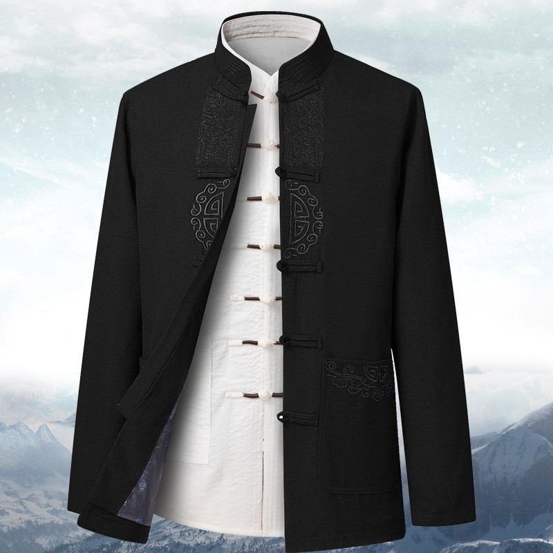 春秋中国风男士汉服中老年人唐装夹克爸爸爷爷生日装复古中式外套,男装,唐装,淘宝优惠券,粉丝福利购,淘宝优惠卷