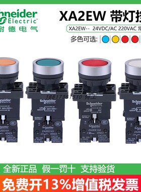 施耐德带灯按钮XA2EW31/33/34/35/36/B1 B2 M1 M2常开常闭24V220V