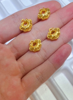 包金黄金包银黄金色项链如意福锁包吊坠福运满满小锁头送女友礼物