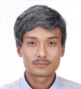 COS假发男士老人短直发扮演老大爷灰白色爸爸花白色假头发银白色
