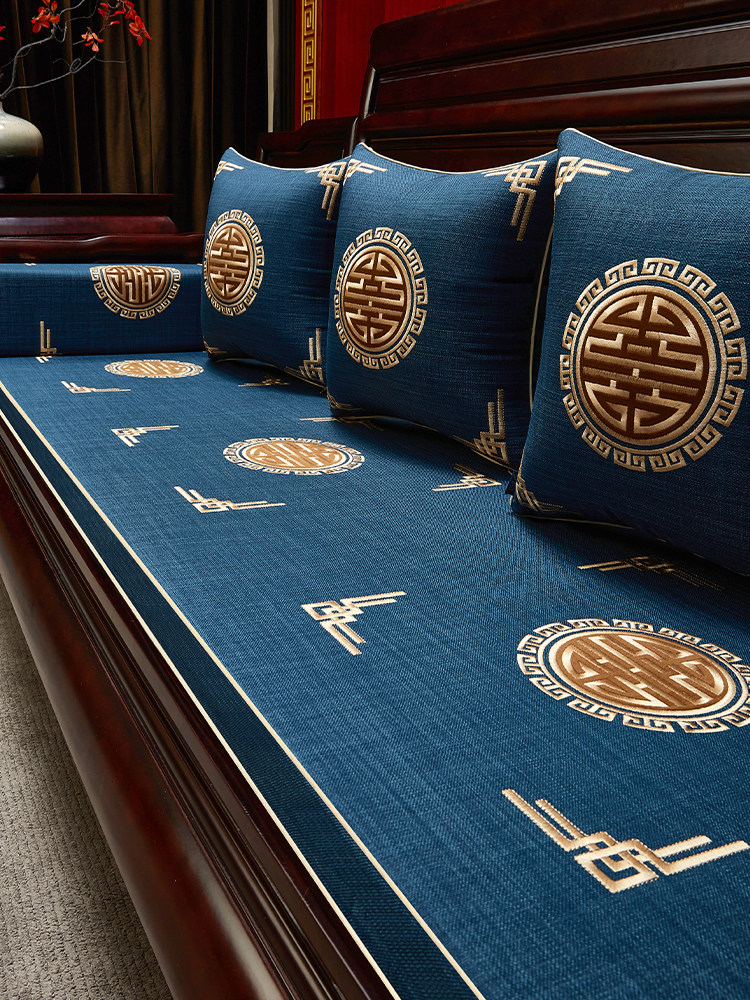 新中式红木沙发坐垫定制实木家具沙发垫罩套防滑罗汉床五件套垫子