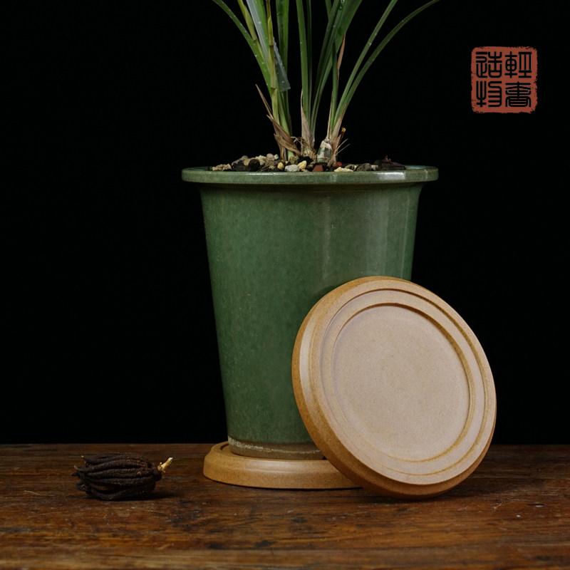 轻奢 秦夕洪柴烧茶沫釉紫砂兰花盆托水底托盘干泡台小壶承轻奢盘