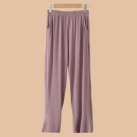 Solid color Modal 9-point home pants for chubby girls in autumn and winter, high-elasticity, slimming and comfortable pajama pants for women thumbnail 6